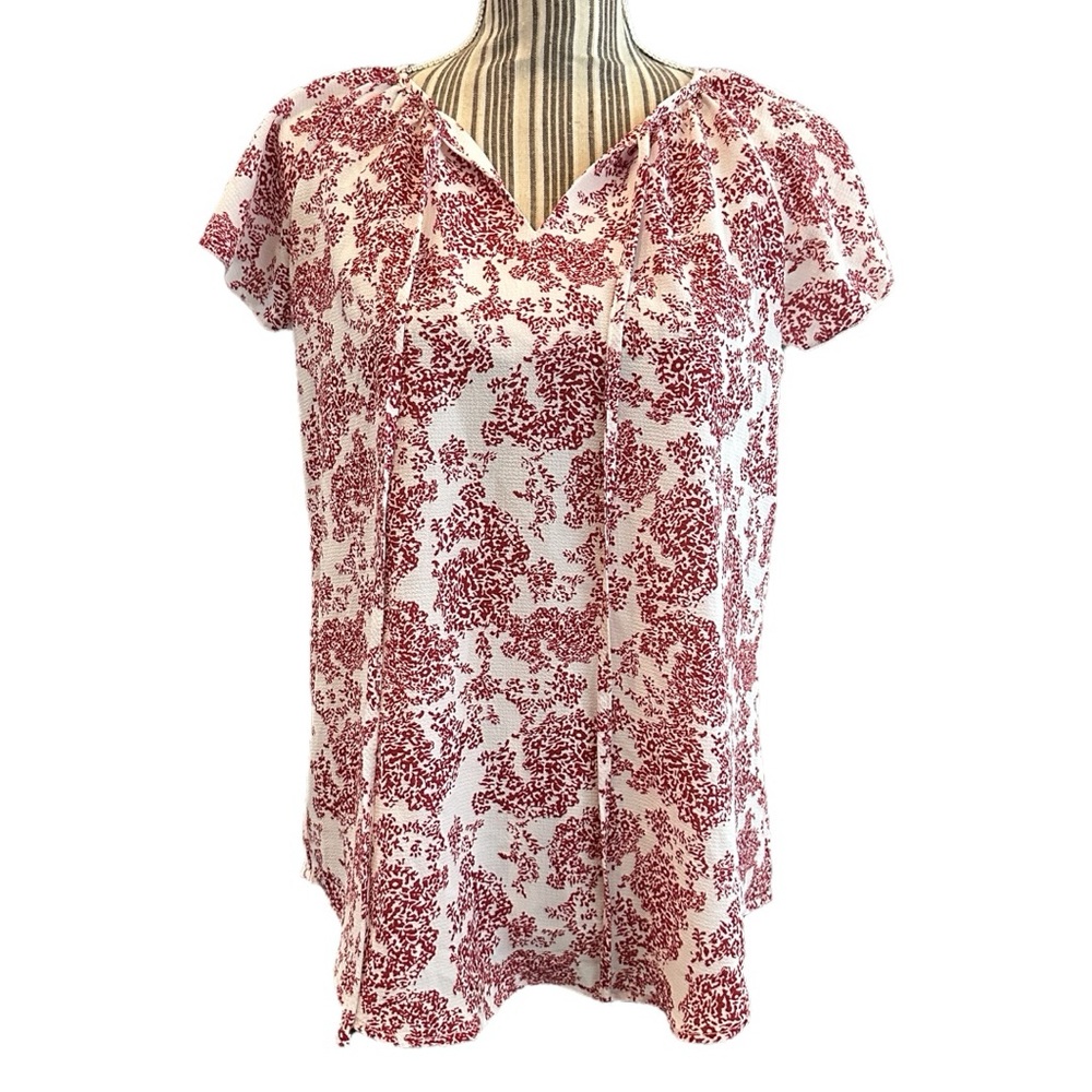 Simple Fun Red Short Sleeve Relaxed Blouse medium